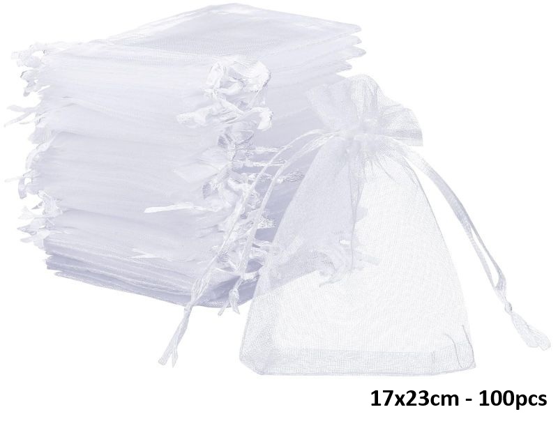 T-L4.2 PK1032-009 Organza Bag 17x23cm White- 100pcs