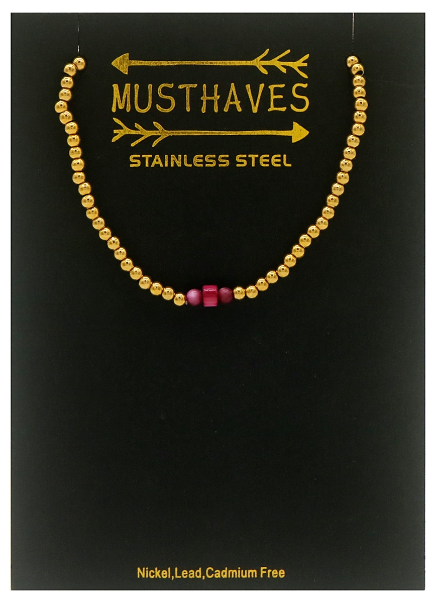 C-F19.2 B2142-005CG S. Steel Elastic Bracelet Bauhinia Stone