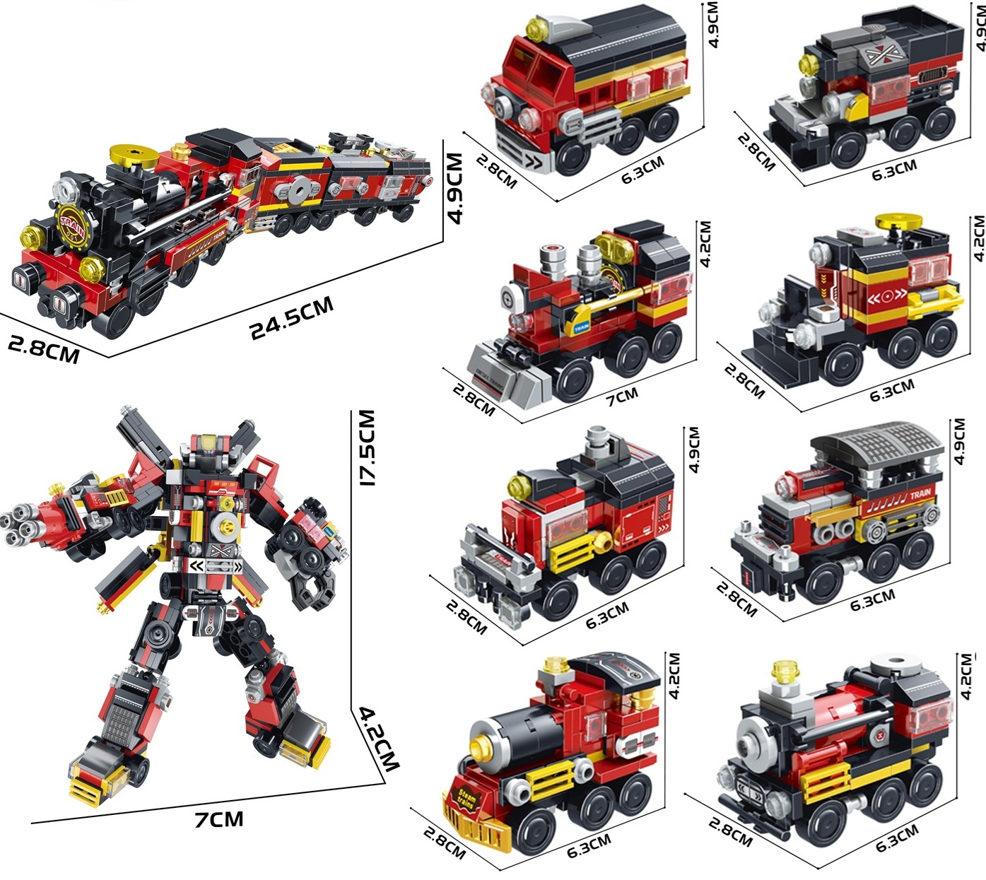 Y-A6.1 BB010 Building Block Set Assault Train 8 in 2 - 766pcs