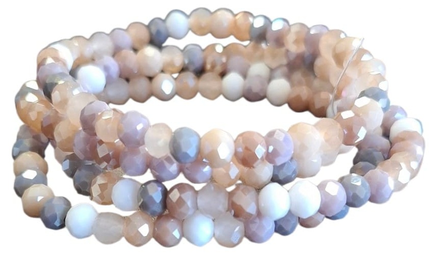 H-D17.3 B2565-002-3 Faceted Glass Bracelets 6mm - Set 4pcs