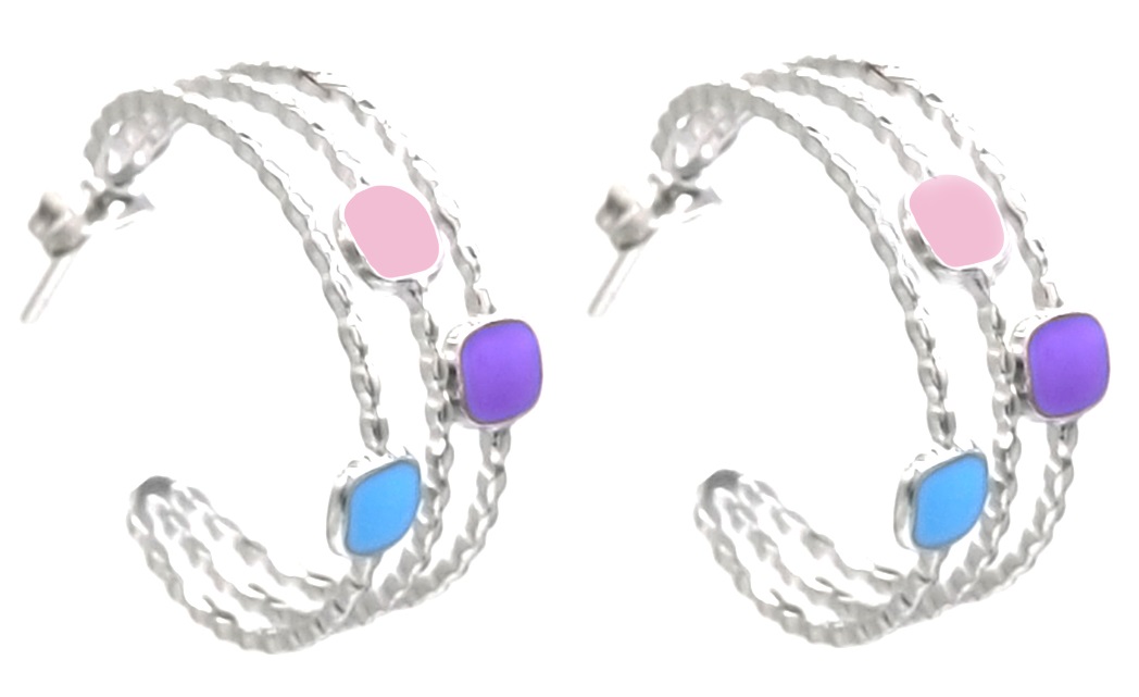 H-E18.5 E2275-011S S. Steel Earrings Multi Color