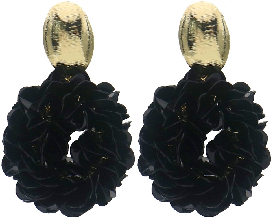 G-A23.1 E2591-141-1 Fashion Earrings Shiny 6.5x4cm Black