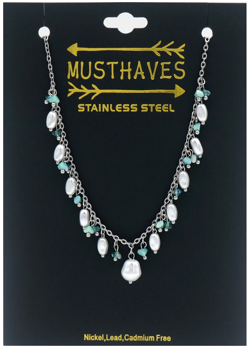 J-C8.2 N831-009S S. Steel Necklace Pearls