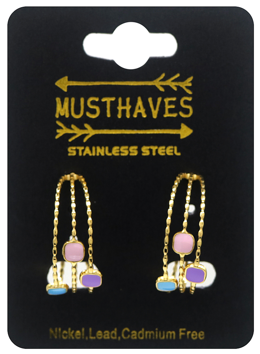 H-E5.3 E2275-011G S. Steel Earrings Multi Color