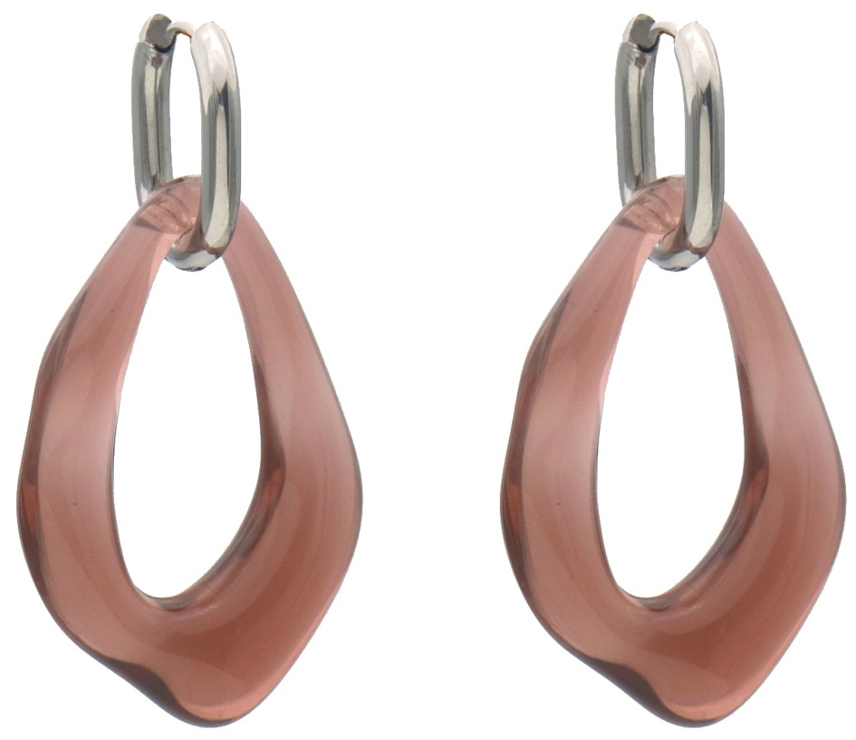 D-D19.2 E25106-037S-4 S. Steel Earring Acrylic Charm 4.5x2.5cm Purple