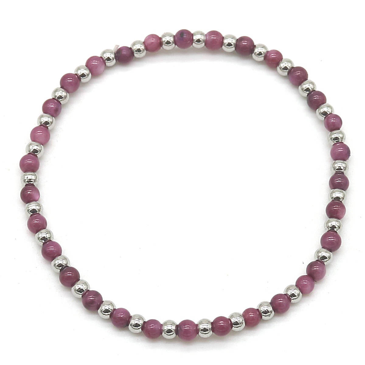 D-A22.3 B2142-005A S. Steel Elastic Bracelet Bauhinia Stone