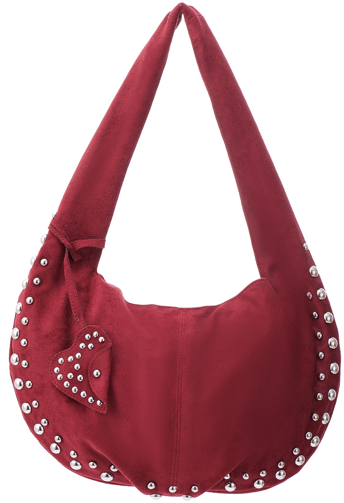 T-I8.1 BAG1117-006-6 PU Bag Suede Look with Studs 36x22cm Red