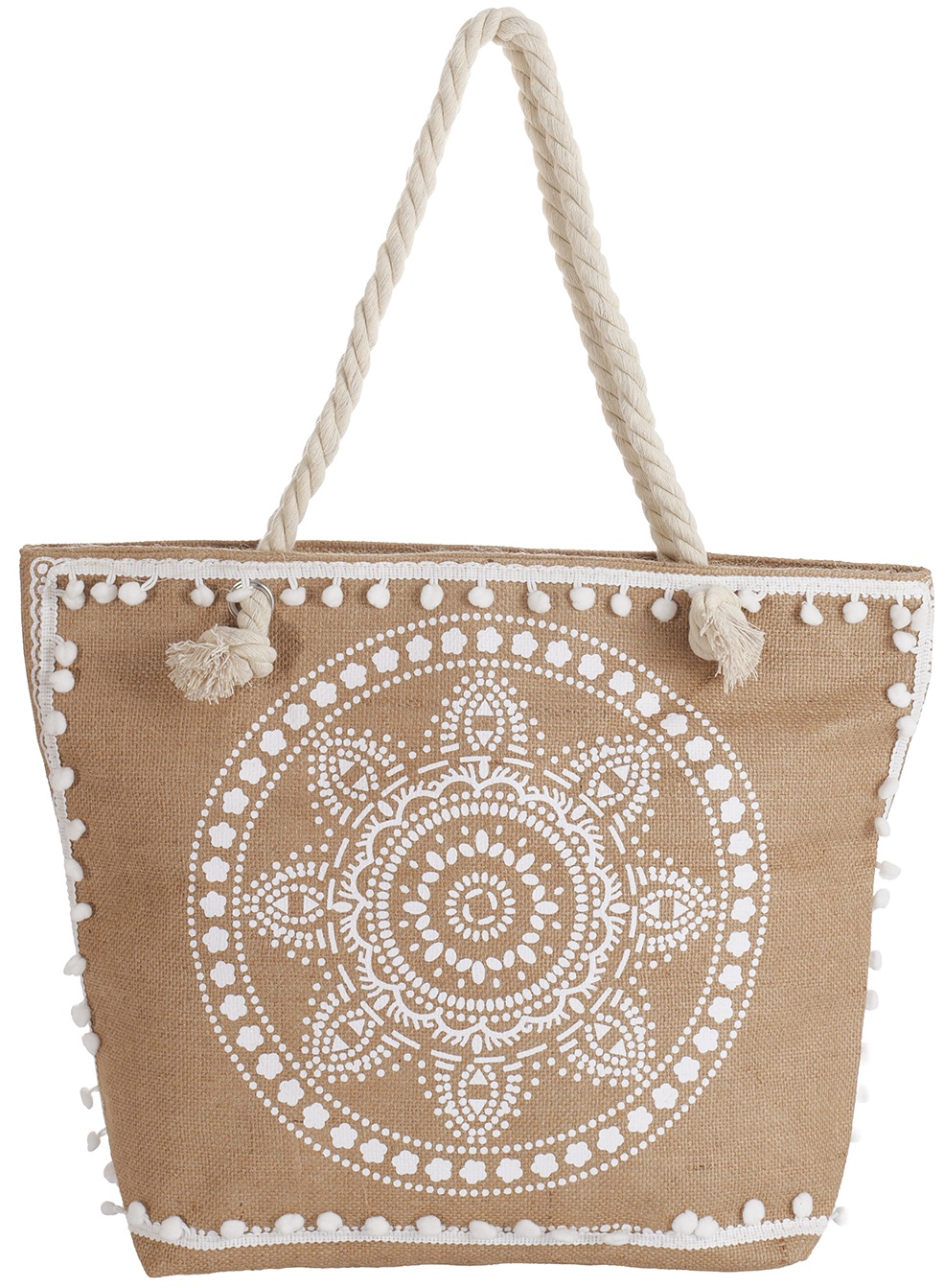 R-A3.2 BAG1111-002-2 Beach Bag with Tassels 50x38x16cm White
