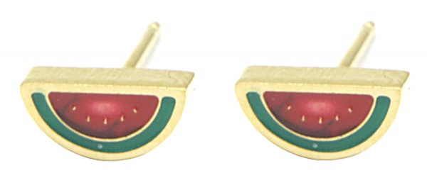 G-B6.5 E38-001G S. Steel Earrings for Kids Watermelon 8mm