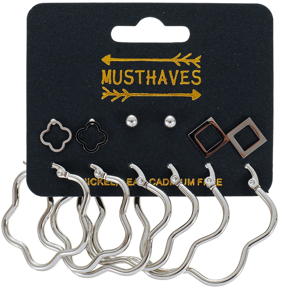 C-B9.3 E1131-136S S. Steel Earring Set 6 Pairs