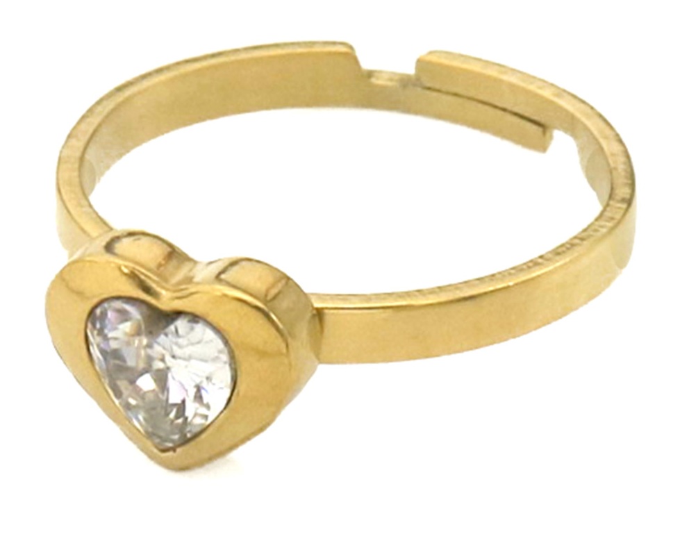 D-A5.5 R1141-004G-1 S. Steel Ring Cyrstal Heart Adjustable