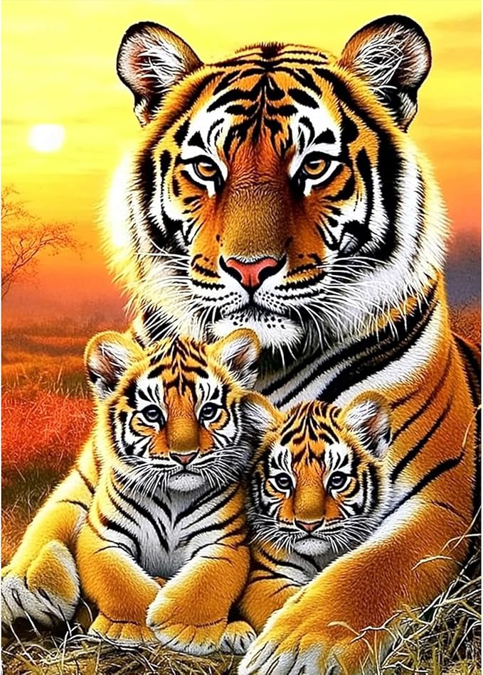L-E2.1 DP254072 Diamond Painting -Canvas 30x20cm - Painting 25x15cm Tiger