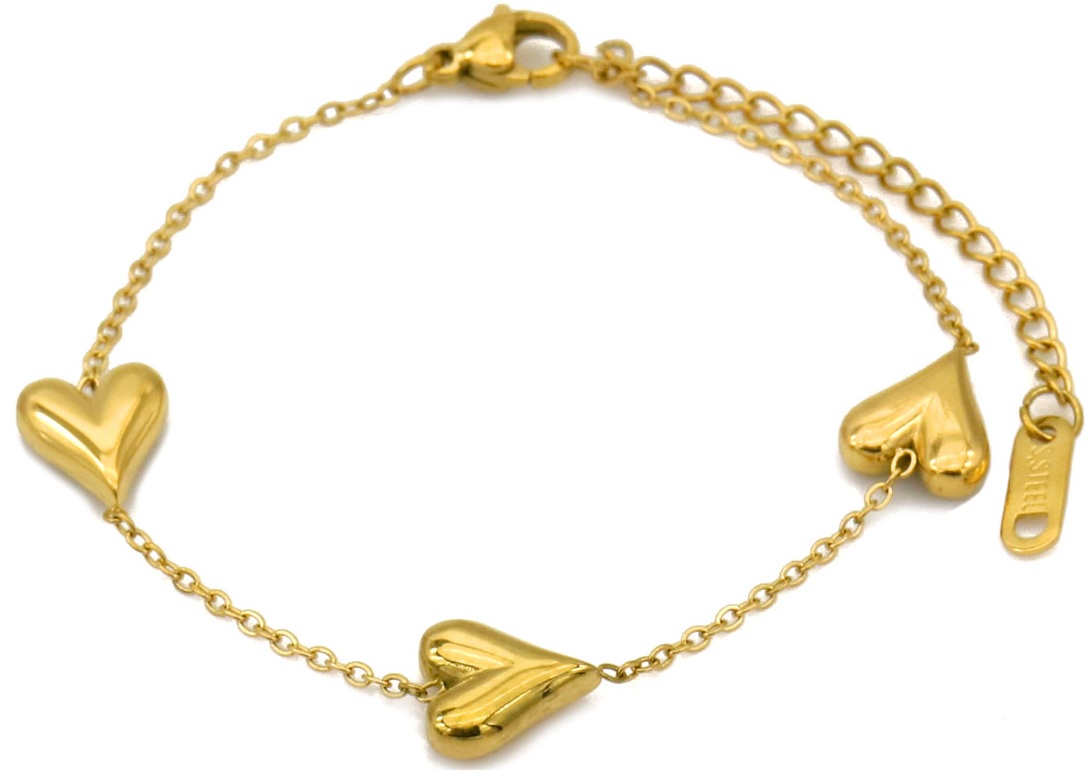 D-B23.2 B2616-008G S. Steel Bracelet Hearts 16-21cm