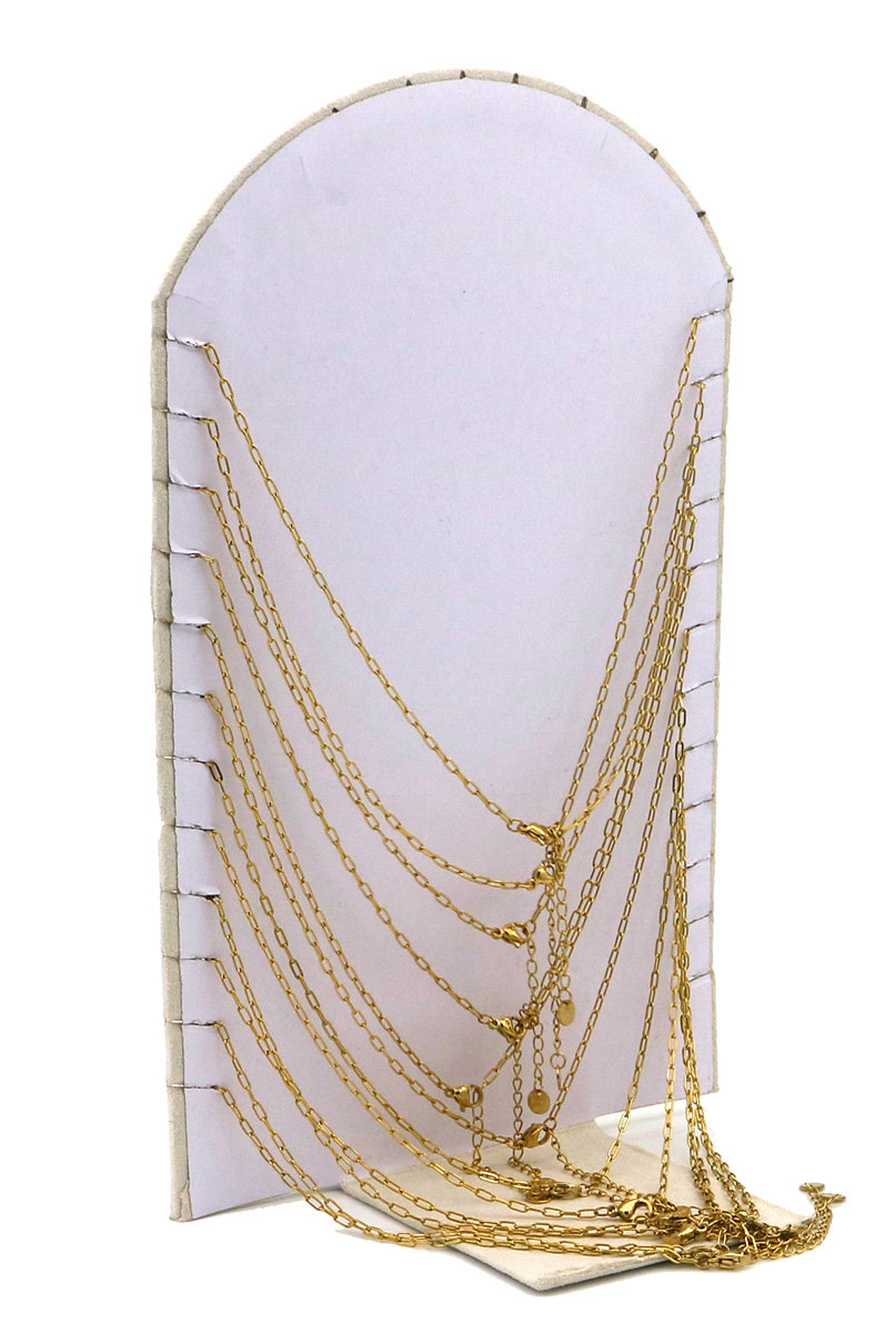 D-C26.1 N221-460 Steel Necklace Set on Display - 12pcs White