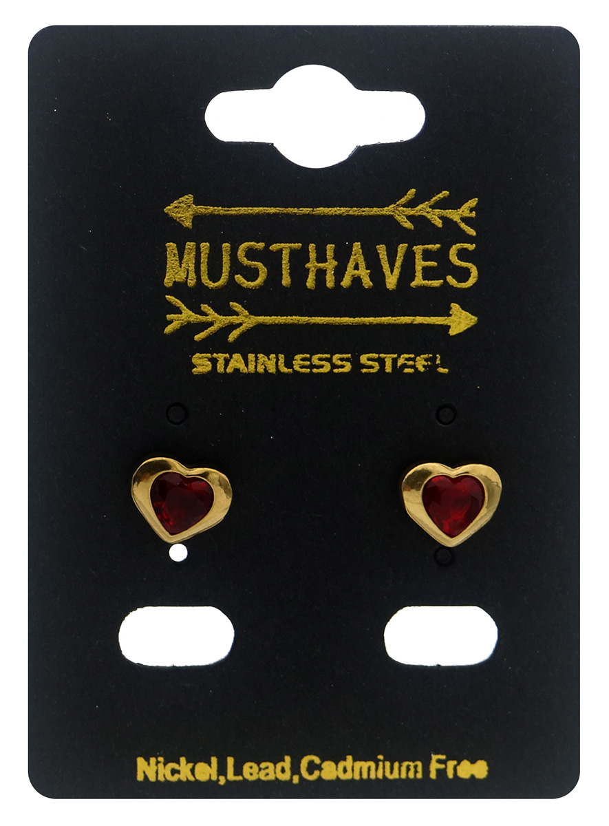 F-D4.1 E1141-005G-2 S. Steel Studs Heart Crystal 8mm