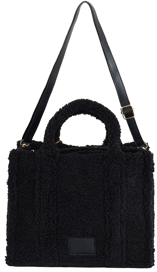 T-L8.1 BAG1021-003-4 Shopper Bag Teddy 33x26x13cm Black