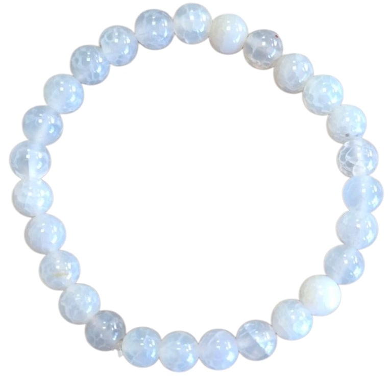 E-C5.3 B002-185 Stone Bracelet 8mm White Dragon Stone - 21cm