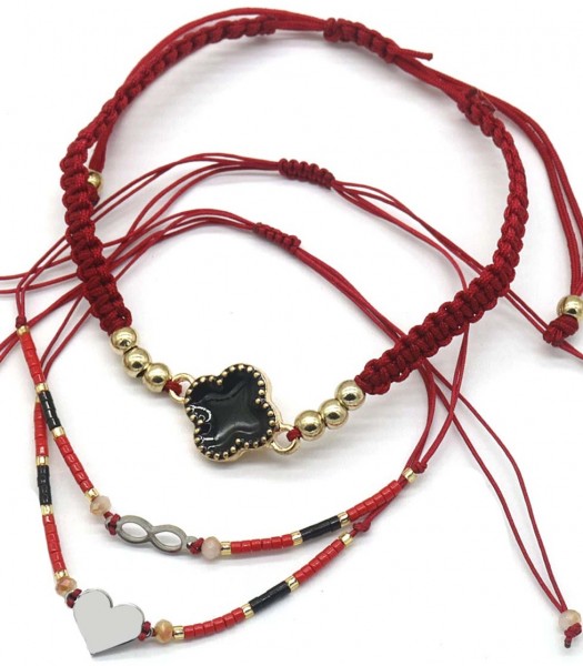 E-C23.2 B723-005 No. 3 Bracelet Set 3pcs Red