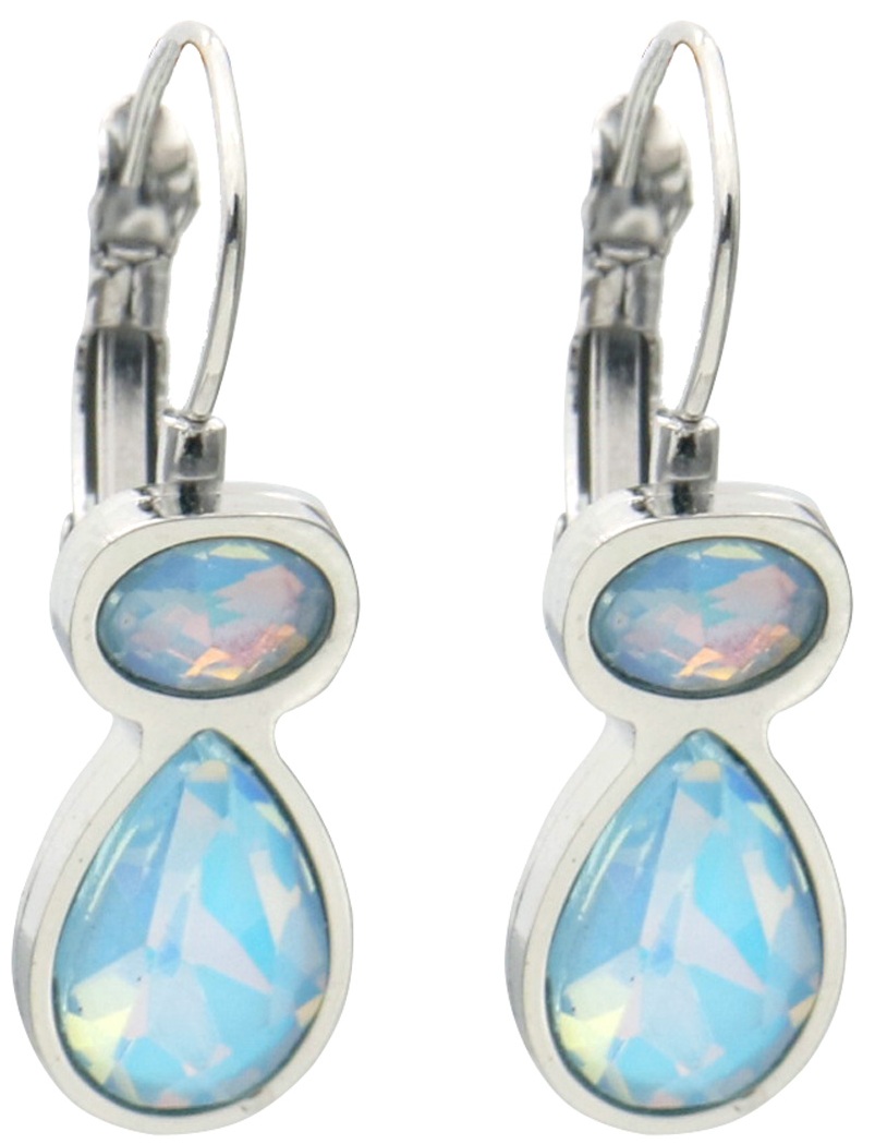 H-E5.2  E25106-042S-4 S. Steel Earrings Crystals 2.5cm Blue