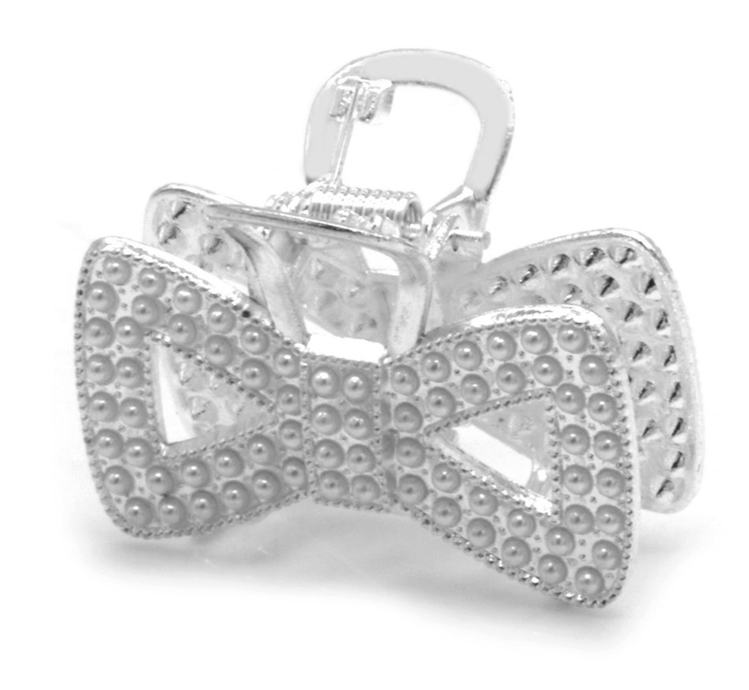 H-E8.3 H1039-018S Hair Claw Bow Pearls 4.5cm