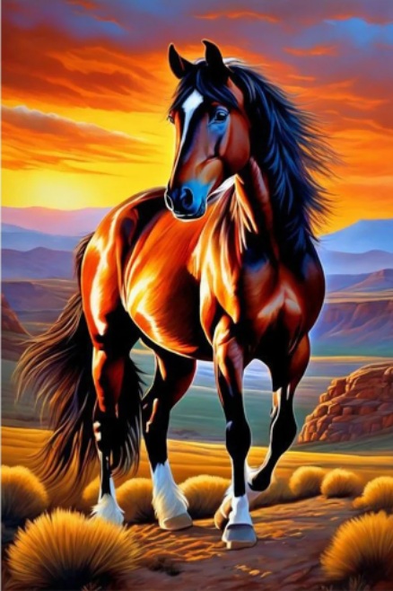 K-D7.2 DP2545014 Diamond Painting -Canvas 30x20cm - Painting 25x15cm Horse