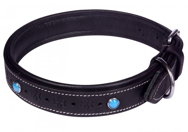 H-D20.2 MTDC-004 Leather Dog Collar Black XXS 39x2cm