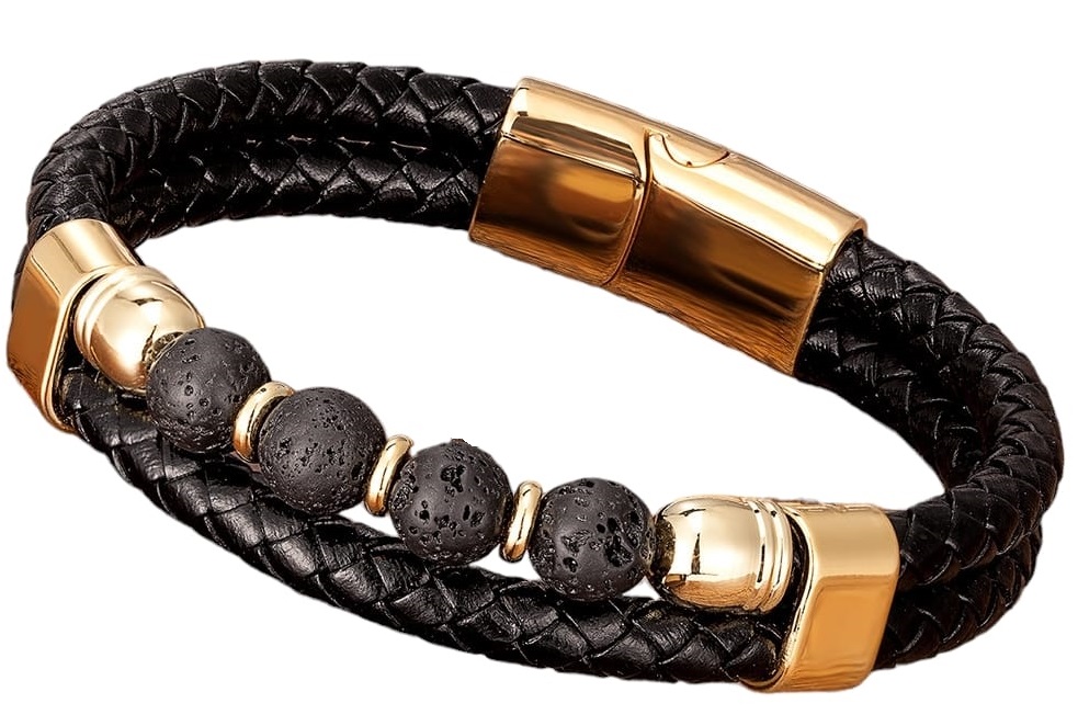 C-D10.1 B824-020-7 S. Steel Leather Bracelet 21cm C-D10.1 B824-020-7 S. Steel Leather Bracelet 21cm