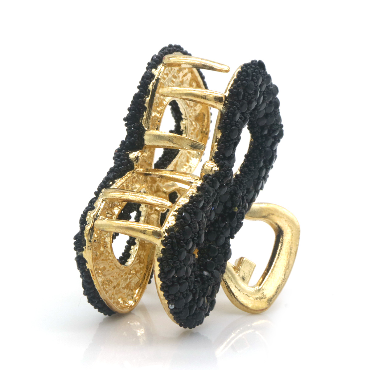 I-F7.1 H1039-017G Hair Claw Crystals Black Infinity 4.5cm