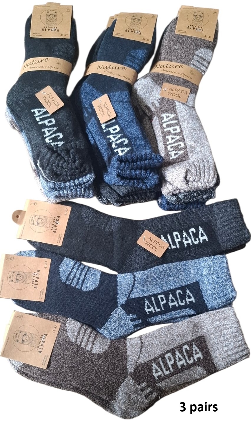 Y-E5.1 JN26-9302 Woolen Socks Size 41-47 Mixed Colors  - 3-Pack