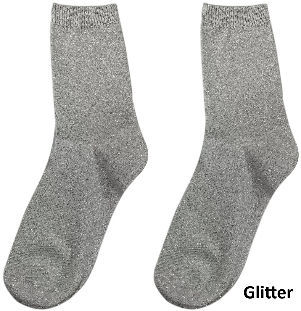 S-H3.4 SOCKS2512-200-12 Socks Glitter Size 38-45 Silver
