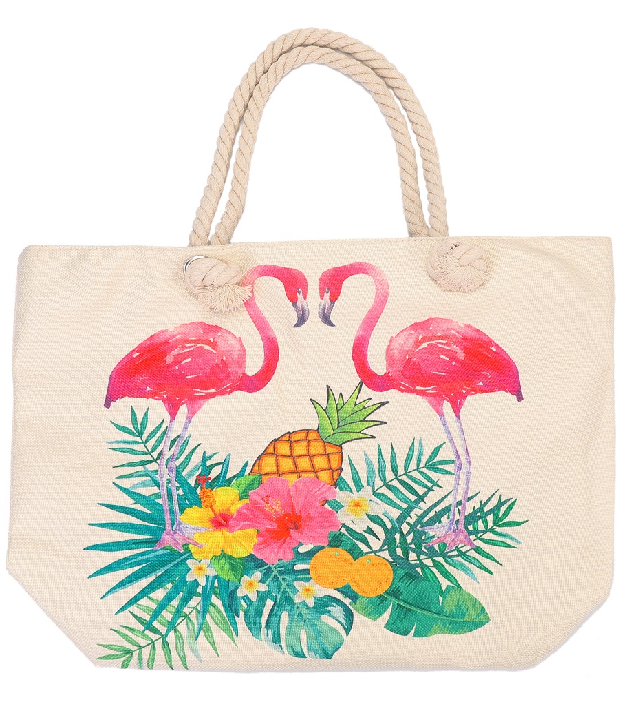 T-K4.2 BAG213-002B Beach Bag Flamingos 50x35cm