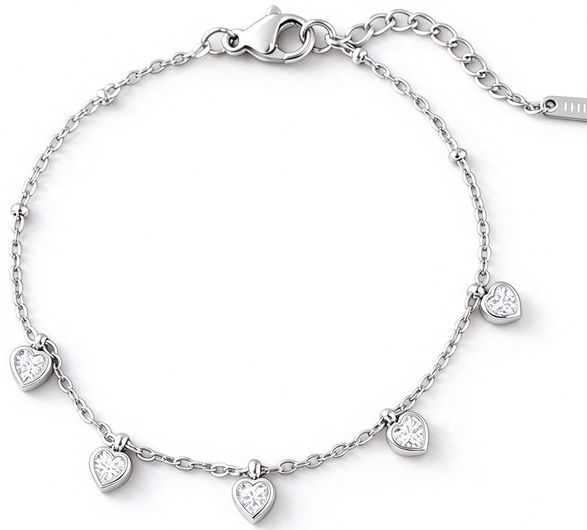 A-B18.5 B2616-015S S. Steel Bracelet Hearts 16-21cm