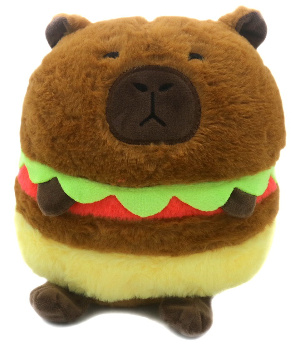 Y-E2.4 TOY945-028 Plush Capybara Hamburger 21cm