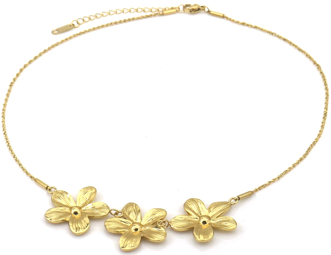 H-D15.2 N25106-080G S. Steel Necklace Flowers 40-45cm