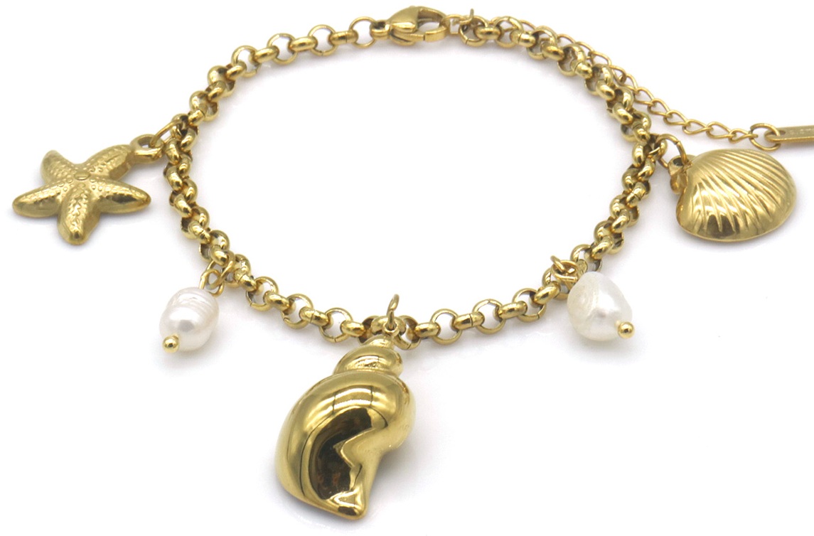 F-E8.2 B2567-036G S. Steel Bracelet Shell 16-21cm