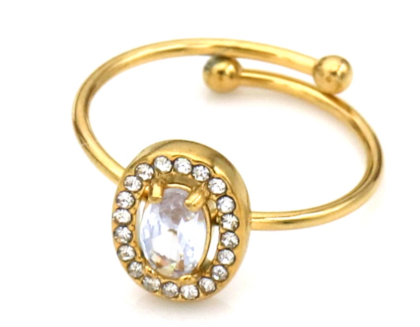 D-D18.1  R1134-001G S. Steel Ring Crystals Adjustable