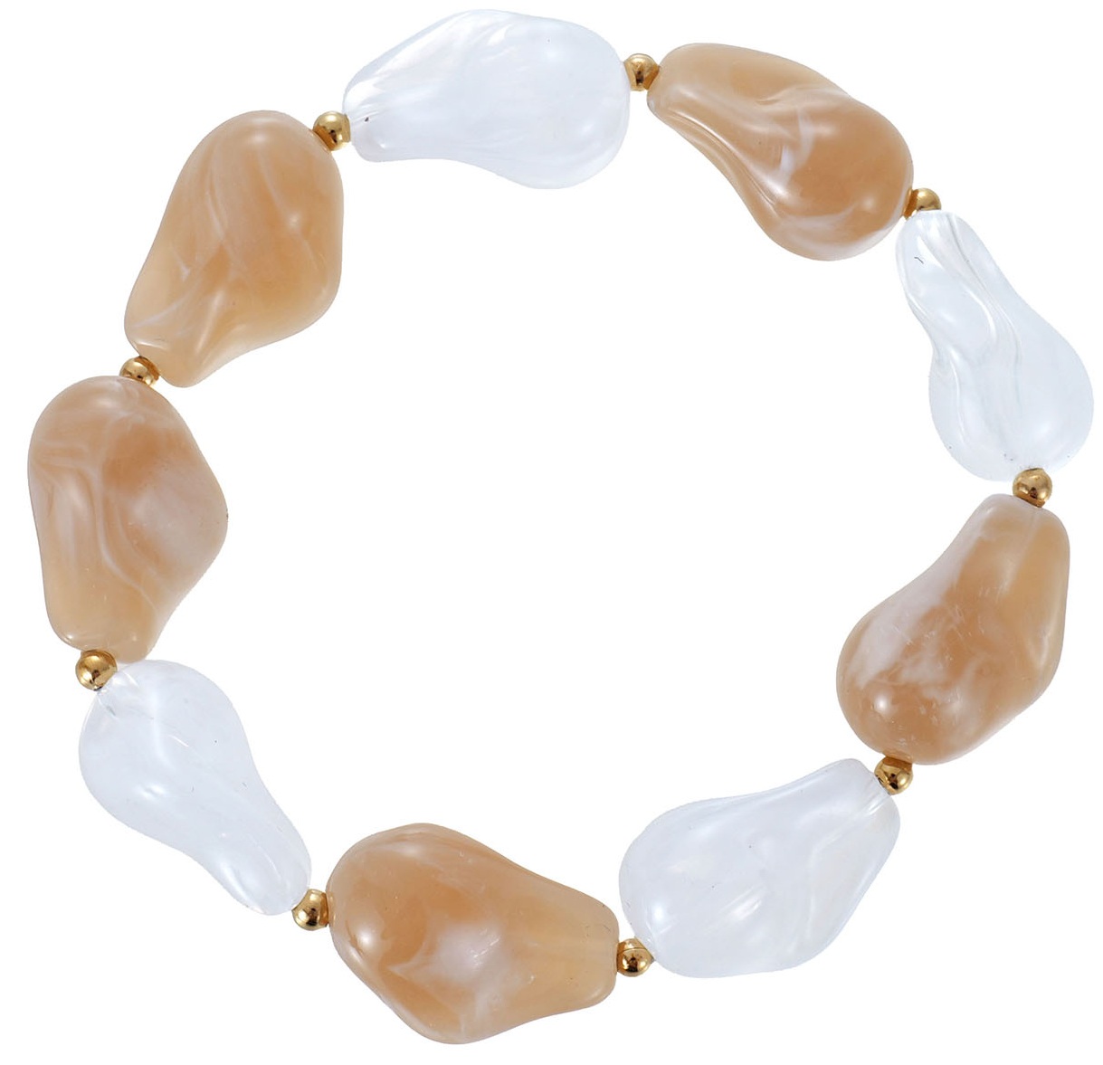 C-A21.3 BN1144-023-1 Steel BraceletAcrylic Beads Elastic White-Brown