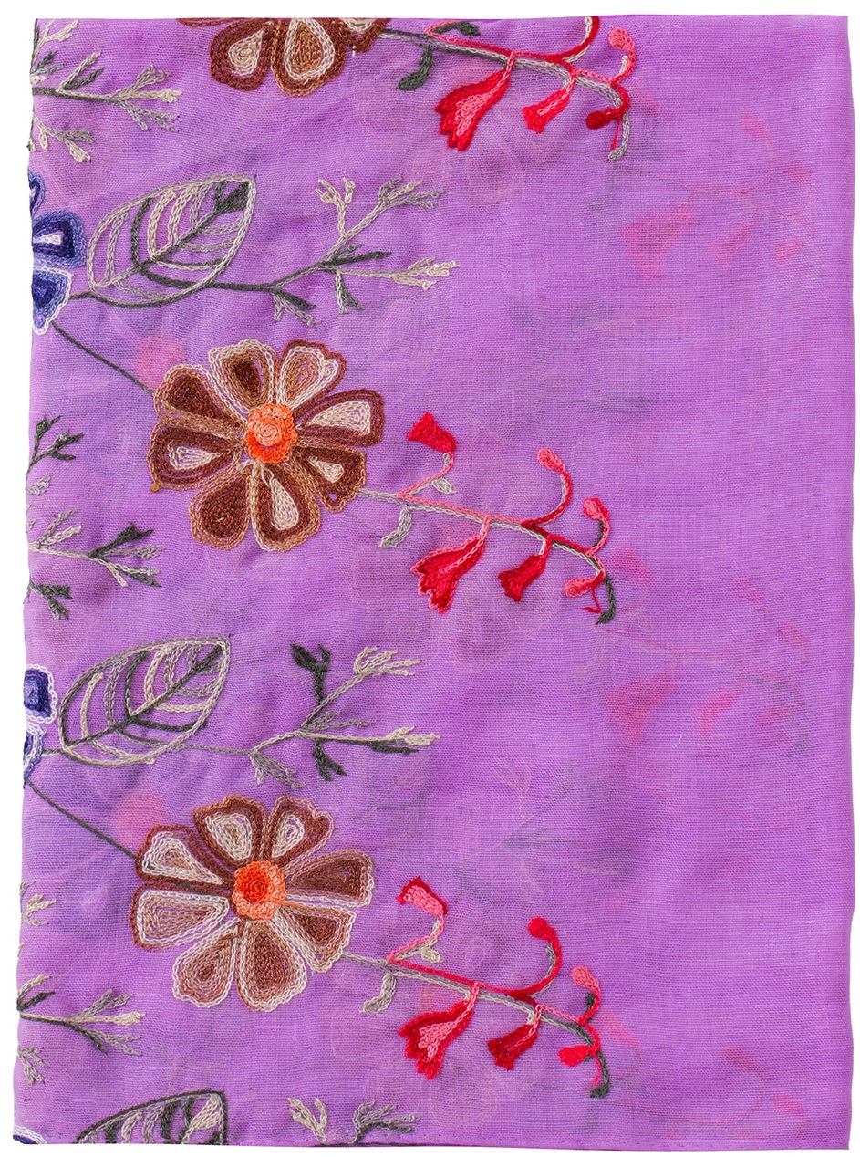 X-Q7.1 SCARF1110-005-10 Scarf Embroidered Flowers 180x70cm - Purple