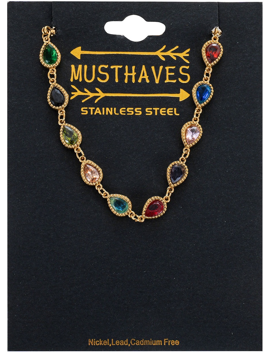 D-D2.2 B1160-026G S. Steel Bracelet Crystals - 16-21cm
