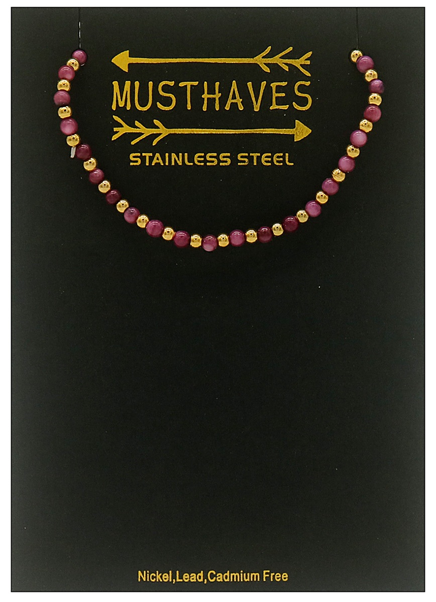 C-D16.2 B2142-005A S. Steel Elastic Bracelet Bauhinia Stone