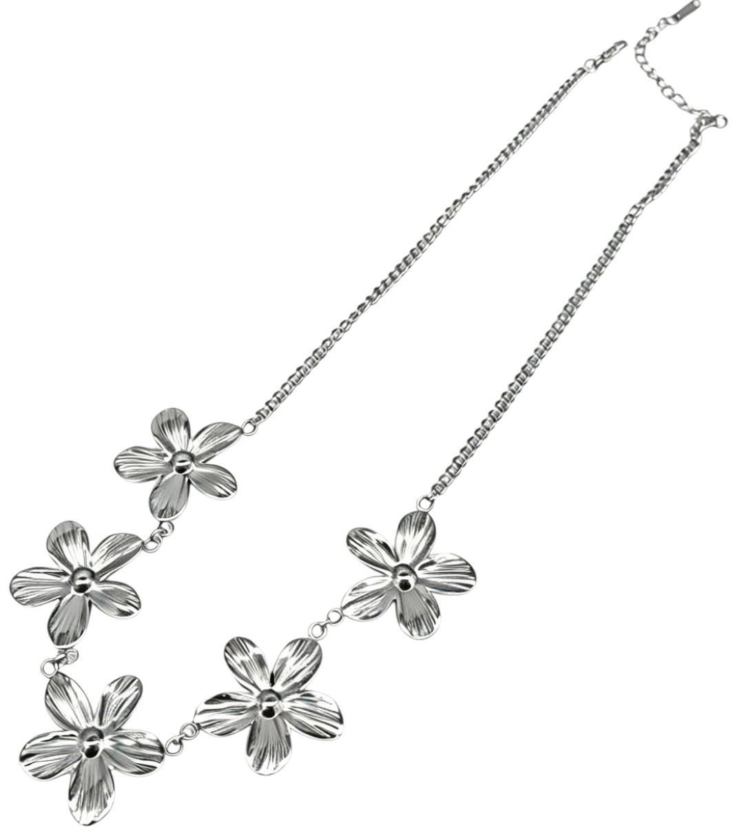 G-C15.1 N2616-047S S. Steel Necklace Flowers 40-45cm