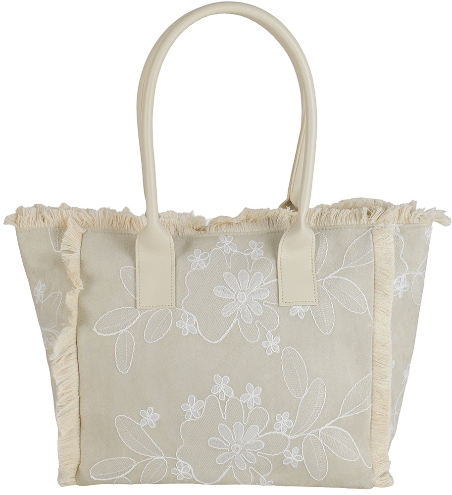 R-F4.2 BAG1021-026-4 PU Shopper Embroidered 44x27x16cm Beige