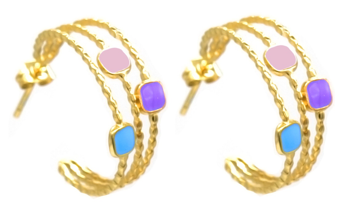 H-E5.3 E2275-011G S. Steel Earrings Multi Color