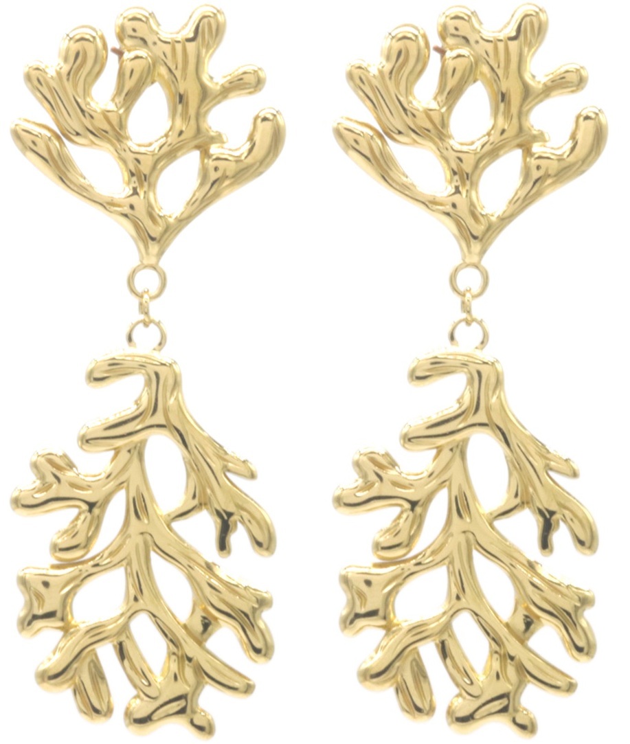 H-A19.2 E2567-017G S. Steel Earrings Coral 6x2.5cm