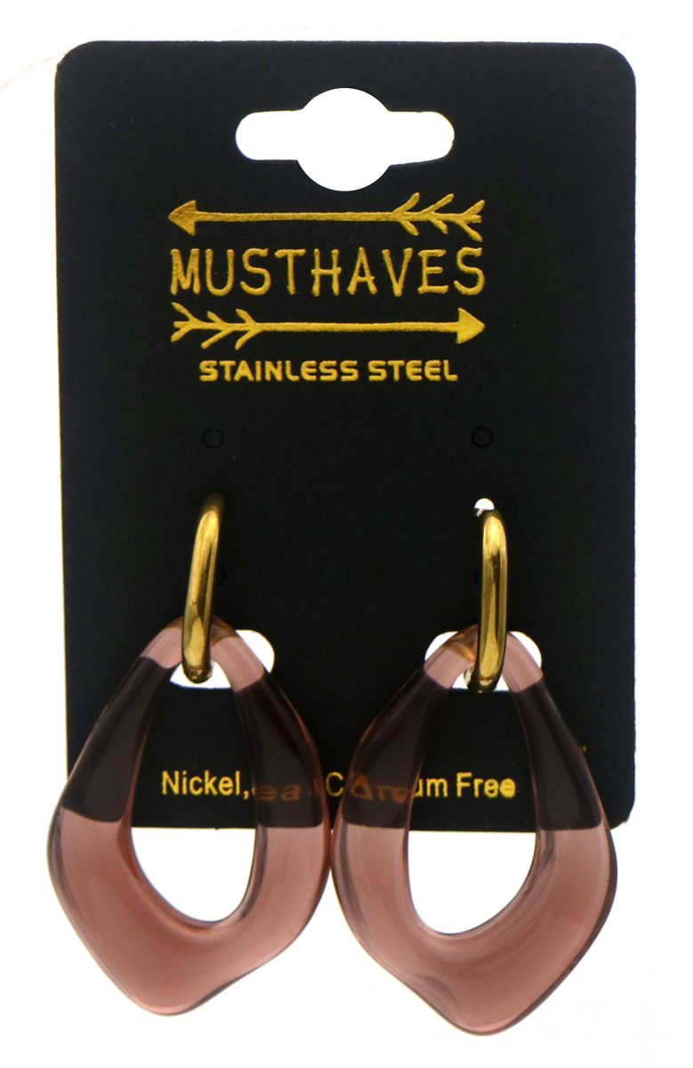 D-E20.1 E25106-037G-4 S. Steel Earring Acrylic Charm 4.5x2.5cm Purple