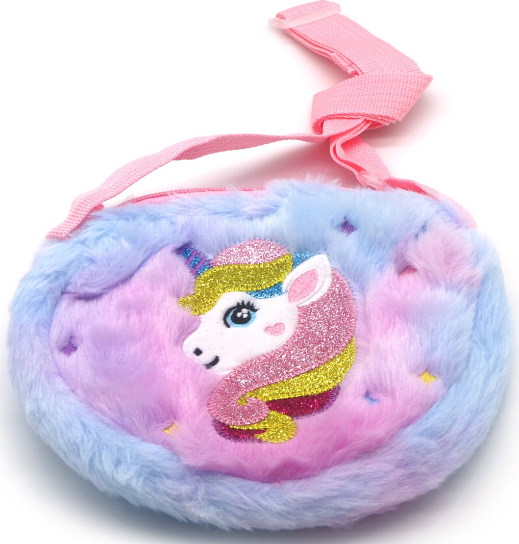 Q-N7.1  BAG2403-052-2 Fluffy Bag Unicorn 19x15cm for Kids