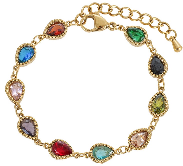 D-D2.2 B1160-026G S. Steel Bracelet Crystals - 16-21cm