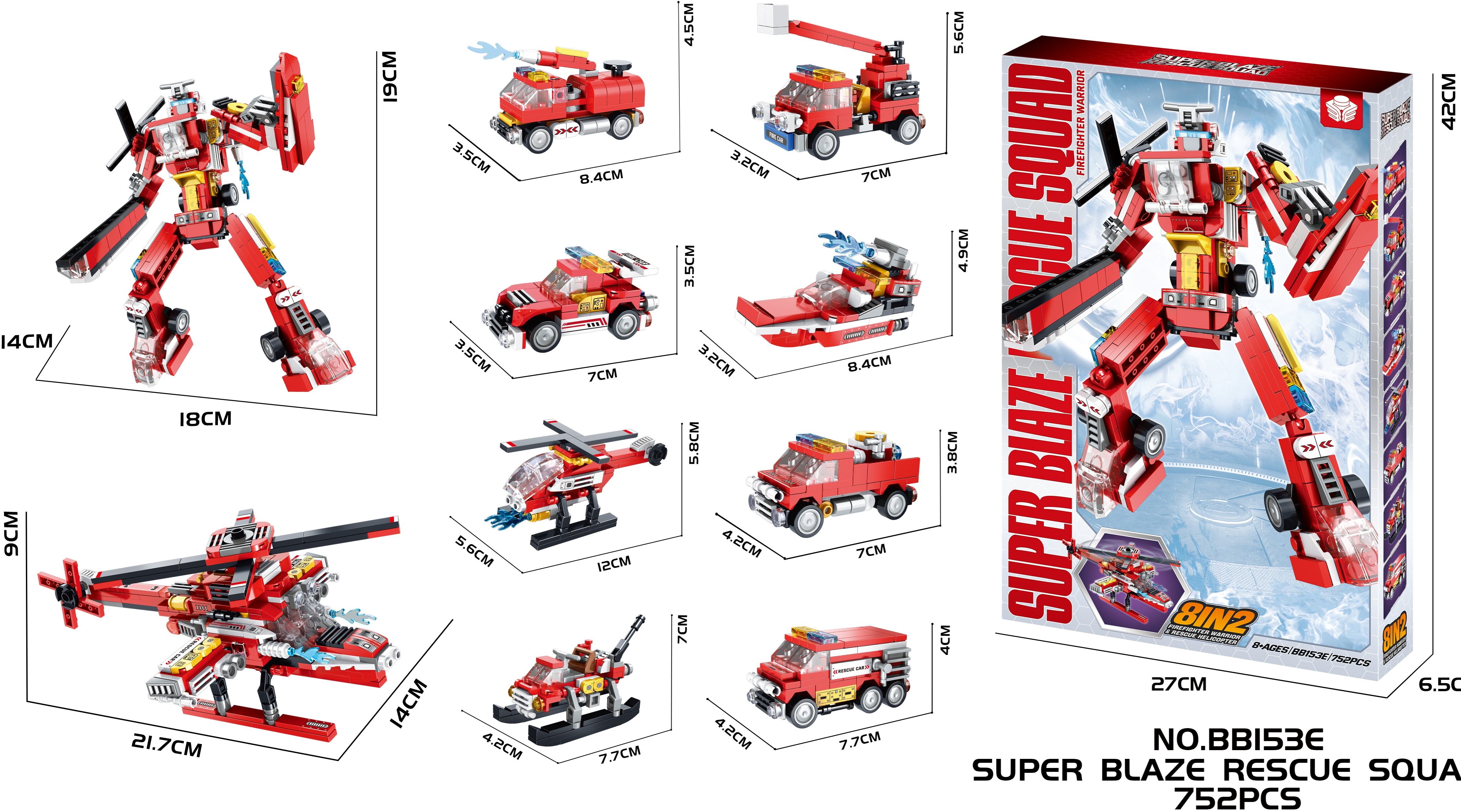 Y-D6.4 BB153E Building Block Set Resque Squad 8 in 2 - 752pcs