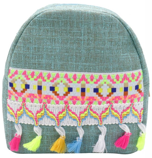 Q-I4.2 BAG606-003A Bohemian Backpack Blue 24x22x5cm