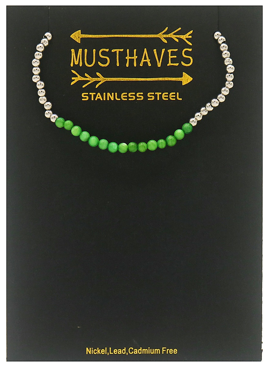 D-C18.5 B2142-005B S. Steel Elastic Bracelet Green Adventurine